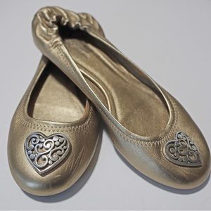 Brighton Gold Metallic Heart Ballet Flats